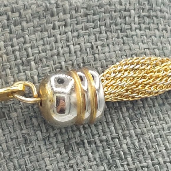 Gold Toned Mesh Twisted Chain Silver Toned Beads Easy Hook Clasp 18" - Picture 9 of 10